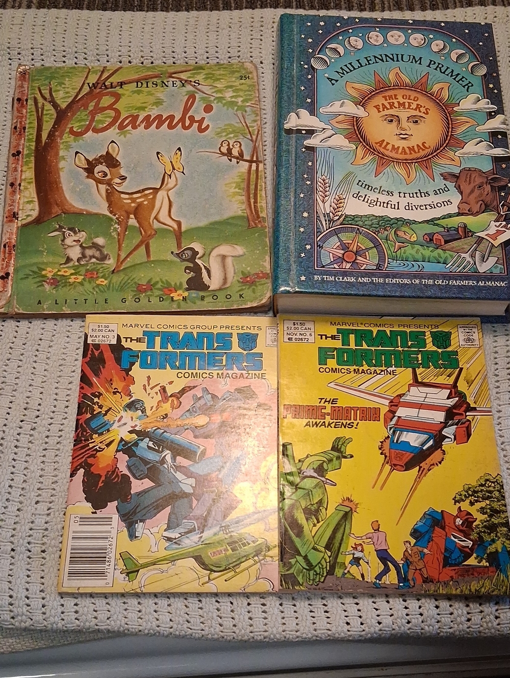Lot Of Books (4)-1948 Bambi,(2)1987 Transformer Comics & 1999 A Millenium Primer